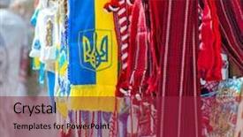  Presentation with blue yellow - Cool new presentation with embroidery ribbon - ukrainian blue and yellow flag backdrop and a violet colored foreground