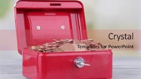  Presentation with round table - Slides having ukrainian coins on wooden table background and a  colored foreground