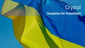  Presentation with sky sun - Presentation theme enhanced with ukrainian-flag-flying-backlit background and a ocean colored foreground