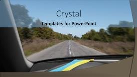  Presentation with flag - PPT theme enhanced with ukrainian-flag-on-glass-inside background and a light blue colored foreground