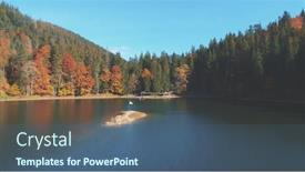  Presentation with green travel - Presentation theme with ukrainian-flag-on-rocky-isle background and a ocean colored foreground