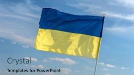  Presentation with flag - Slides featuring ukrainian-flag-on-sky-background background and a light blue colored foreground