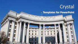  Presentation with foreign - PPT theme with ukrainian foreign office building kiev background and a ocean colored foreground