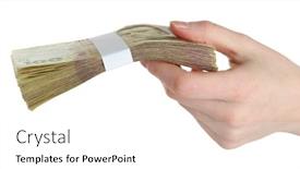  Presentation with money - Cool new presentation theme with ukrainian-money-in-hand-isolated backdrop and a  colored foreground