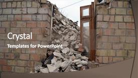  Presentation with concept - Amazing presentation design having ukrainian ruins concept backdrop and a gray colored foreground