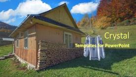  Presentation with traditional wood - Amazing presentation theme having ukrainian traditional dress near wood house backdrop and a tawny brown colored foreground
