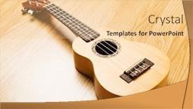  Presentation with ukulele - Audience pleasing PPT theme consisting of country music acoustic guitar isolated - ukulele backdrop and a lemonade colored foreground