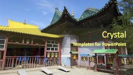  Presentation with monastery - Presentation consisting of ulaanbaatar - building in gandantegchenling monastery ulan background and a tawny brown colored foreground