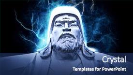  Presentation with mongolia chinggis khan - Presentation having ulaanbaatar - chinggis khan monument on dark background and a ocean colored foreground