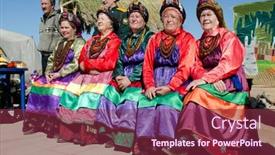  Presentation with christian women - Slide deck with ulan-ude-russia-september-15 background and a violet colored foreground