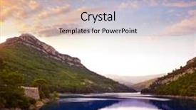  Presentation with dam - Colorful slide deck enhanced with ulldecona reservoir dam in castellon of spain backdrop and a light gray colored foreground