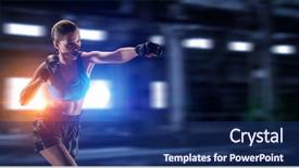  Presentation with media - Beautiful slides featuring ultimate - she is fighter mixed media backdrop and a  colored foreground