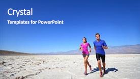  Presentation with fitness clothing - Cool new PPT theme with ultra marathon - athletes running sport fitness couple backdrop and a teal colored foreground
