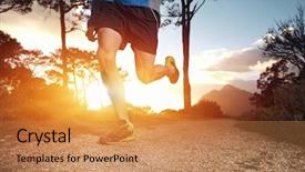  Presentation with runner - Audience pleasing presentation consisting of ultra marathon - trail runner man exercising backdrop and a coral colored foreground