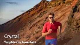  Presentation with marathon man - Cool new slide set with ultra marathon - trail runner on mountain run backdrop and a tawny brown colored foreground