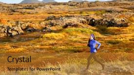  Presentation with country fall - Cool new slides with ultra marathon - woman trail runner running backdrop and a gold colored foreground