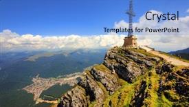  Presentation with romania - Cool new PPT layouts with ultra wide - alpine landscape in bucegi mountains backdrop and a light blue colored foreground