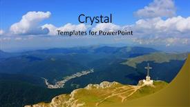  Presentation with ultra - Beautiful slide deck featuring ultra wide - alpine landscape in bucegi mountains backdrop and a light blue colored foreground