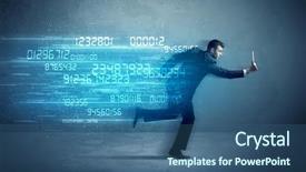  Presentation with ultra - PPT layouts featuring ultra wide - business man running with media background and a ocean colored foreground