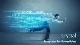  Presentation with ultra - Theme having ultra wide - business man running with media background and a ocean colored foreground