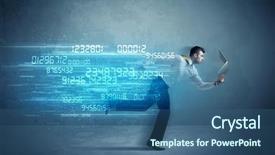  Presentation with high tech - Slide deck having ultra wide - business man running with media background and a ocean colored foreground