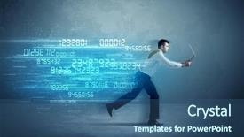  Presentation with elegant business social media - Beautiful slides featuring ultra wide - business man running with media backdrop and a  colored foreground