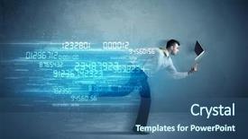  Presentation with elegant business social media - Audience pleasing slide deck consisting of ultra wide - business man running with media backdrop and a  colored foreground