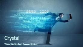  Presentation with elegant business social media - PPT theme consisting of ultra wide - business man running with media background and a  colored foreground