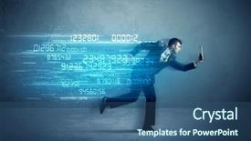  Presentation with elegant business social media - Slide set consisting of ultra wide - business man running with media background and a ocean colored foreground