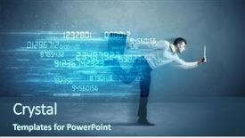  Presentation with high tech - Presentation consisting of ultra wide - business man running with media background and a  colored foreground