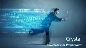  Presentation with elegant business social media - Beautiful presentation theme featuring ultra wide - business man running with media backdrop and a ocean colored foreground