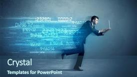  Presentation with elegant business social media - Slide deck having ultra wide - business man running with media background and a  colored foreground