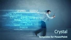  Presentation with high tech - Beautiful presentation theme featuring ultra wide - business man running with media backdrop and a  colored foreground