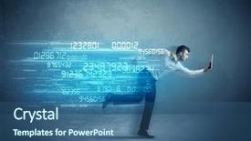  Presentation with ultra - Audience pleasing presentation consisting of ultra wide - business man running with media backdrop and a  colored foreground