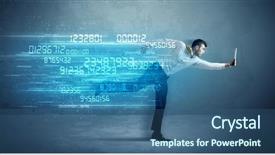  Presentation with elegant business social media - Slides having ultra wide - business man running with media background and a  colored foreground