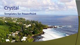  Presentation with panoramic - Presentation theme enhanced with ultramarin blue - panoramic view of the reunion background and a sky blue colored foreground