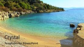  Presentation with coast - Slide deck consisting of ultramarin blue - small but delightful beach background and a  colored foreground