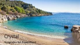  Presentation with tranquil - PPT layouts with ultramarin blue - tranquil nissaki beach a small background and a  colored foreground