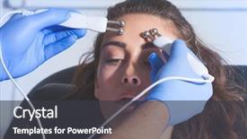  Presentation with medical spa - Audience pleasing theme consisting of radio therapy - woman face treatment at medical backdrop and a  colored foreground