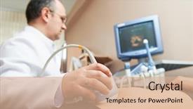  Presentation with medical ultrasound - PPT theme featuring ultrasound equipment during ultrasound medical background and a coral colored foreground