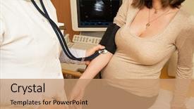  Presentation with pregnant woman - Amazing presentation design having ultrasound examination measuring blood pressure backdrop and a  colored foreground