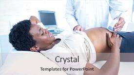  Presentation with ultrasound machine - PPT layouts consisting of ultrasound machine on pregnant woman background and a light gray colored foreground