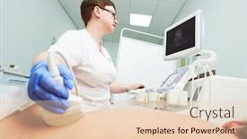  Presentation with nephritis - PPT theme featuring ultrasound-scan-examining-kidney background and a lemonade colored foreground