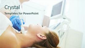  Presentation with gland - Slide deck having ultrasound scan examining the thyroid background and a sky blue colored foreground