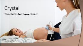  Presentation with medical ultrasound - Amazing presentation design having ultrasound technician scanning pregnant woman' backdrop and a white colored foreground