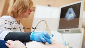  Presentation with gynecologist - Amazing presentation design having ultrasound-test-pregnancy-gynecologist-checking backdrop and a coral colored foreground