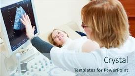 Presentation with gynecologist - Theme featuring ultrasound test pregnancy gynecologist checking background and a sky blue colored foreground