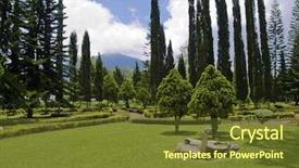  Presentation with bali temple - Amazing presentation theme having topiary - ulun danau temple garden landscape backdrop and a tawny brown colored foreground