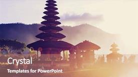  Presentation with pura - Beautiful presentation theme featuring ulun danu temple bali indonesia backdrop and a coral colored foreground