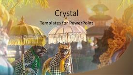  Presentation with pura - Slides enhanced with ulun danu temple bali indonesia background and a coral colored foreground